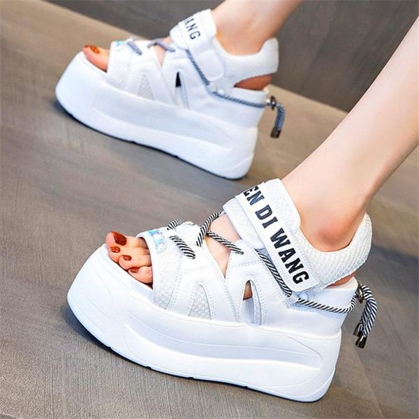 

gladiators women's leather platform wedge sandals open toe high heels summer fashion sneaker boots creepers party casual shoes, Black
