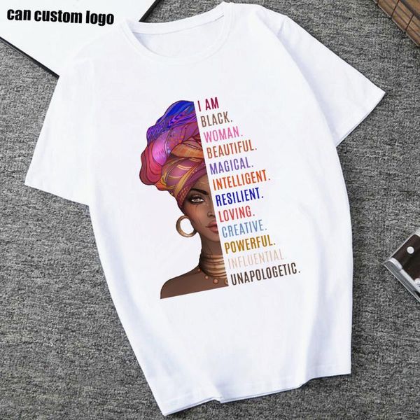 

women's t-shirt melanin woman t shirt summer women black african girl print tshirt femme harajuku clothes female t-shirts tee, White