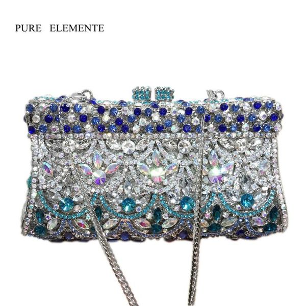 

handbag, empty metal diamond dinner bag, fish scale, blue and white porcelain banquet handbag evening bags