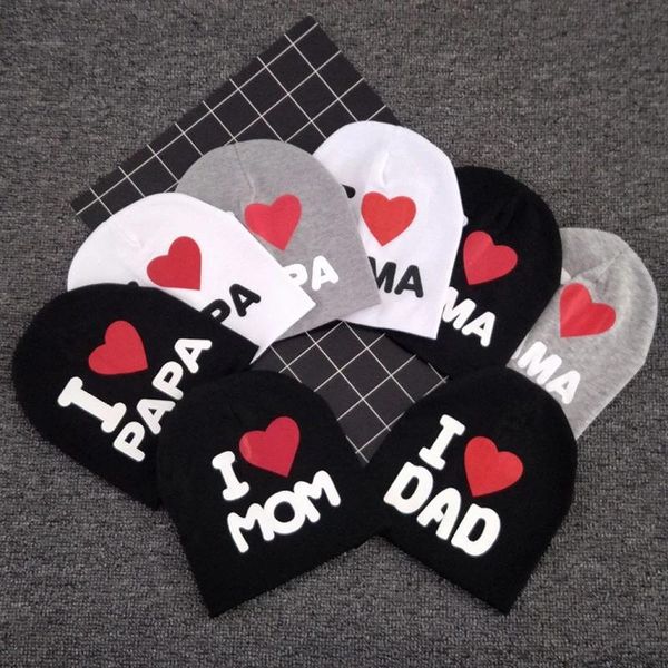 

1pcs cotton baby hat scarf set spring i love mama papa print autumn winter children caps scarves boys girls beanie collar suit & hats, Yellow