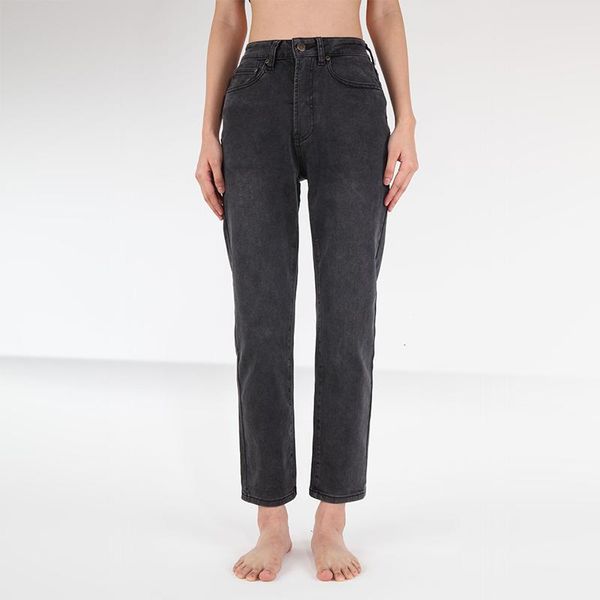 

black mom jeans high waist crek washed denim cargo pant ladies straight women's 2021 autumn style fashion wild, Blue