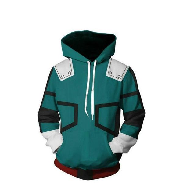 

men's hoodies & sweatshirts my boku no hero academia hoodie sweatshirt midoriya izuku deku battle cosplay costume anime casual 3d print, Black