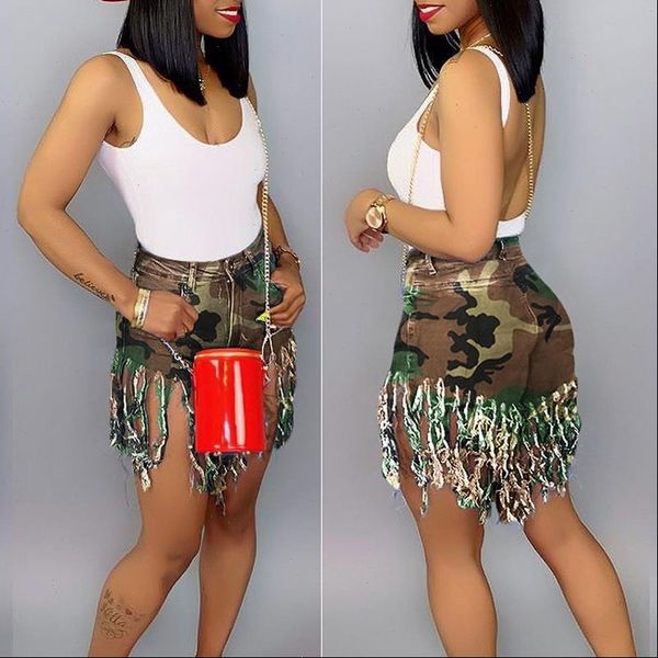 

plus size s 3xl tassel women short casual denim shorts elastic high waist jeans summer streetwear fashion trousers, White;black