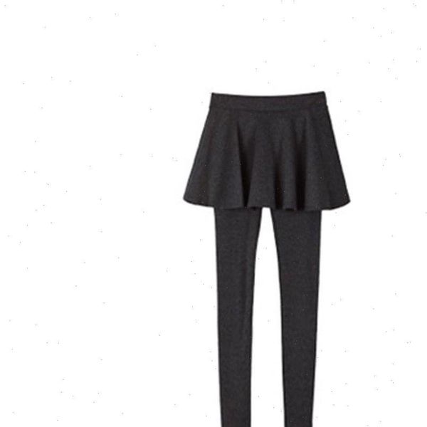 

women leggings autumn and winter wear fake two piece plus velvet pleated skirt drop good quality, Black