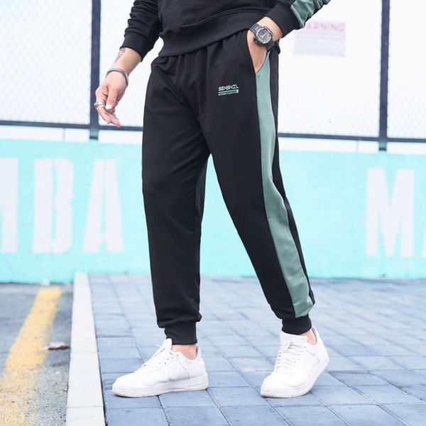 

men's pants oversized sports autumn loose fat splicing casual plus drawstring leggings trend h8gy, Black
