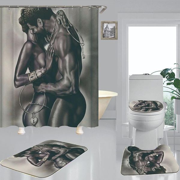 

shower curtains women man curtain with non slip rug mat bathroom waterproof polyester hooks