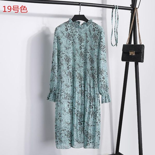 

casual dresses fashion women dress autumn 2021 korean stand collar long sleeve floral elegant sweet party print pleated, Black;gray