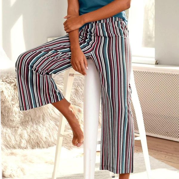 

women's pants & capris women high waist stripe printing easy trousers long boho beach pockets print flare summer vintage bodycon bell b, Black;white