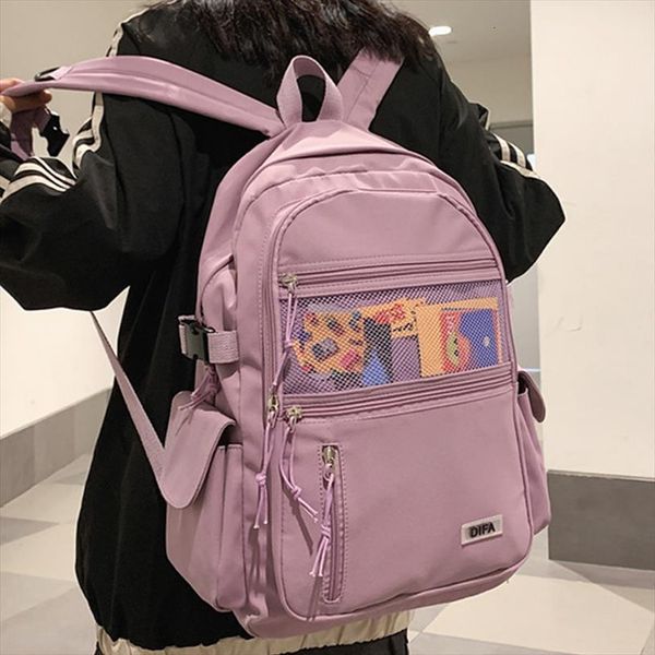 

waterproof nylon womens backpack with front mesh pocket durable casual travel rucksack schoolbag for teenage girls boys