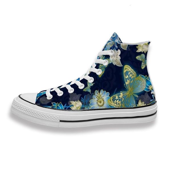 

custom printed be gold butterfly and flowers sneakers high mens womens running sho skateboard diy trainers canvas casual shoe