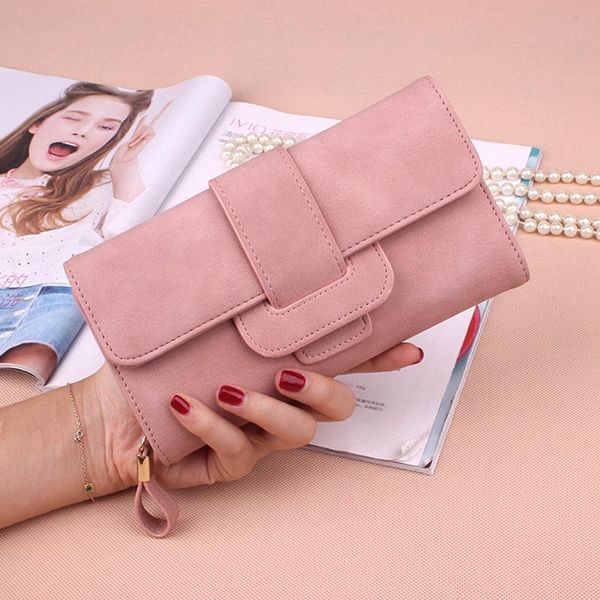 

wallets 2021 ladies wallet soft leather short folding scrub coin purse mini multi-card creative card package, Red;black