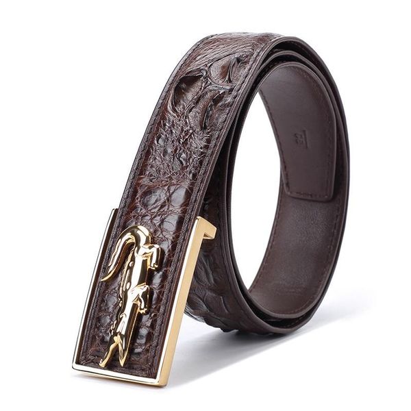 

male belt geniune crocodile strap luxury alloy buckle belts for men fancy bintage jeans cintos masculinos ceinture homme, Black;brown