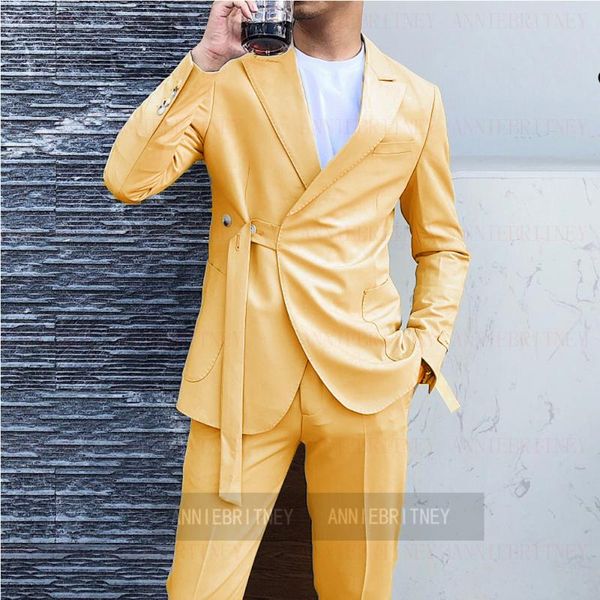 

men's suits & blazers eset gold men with belt 2 pieces custom made slim fit man groom wedding suit tuxedo fuchsia blazer pants set, White;black