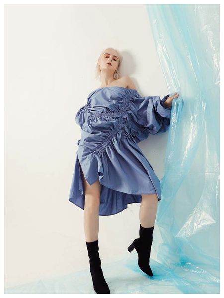 

Msxu elegant ragged fashion plihed hanger dress party casual, Black;gray