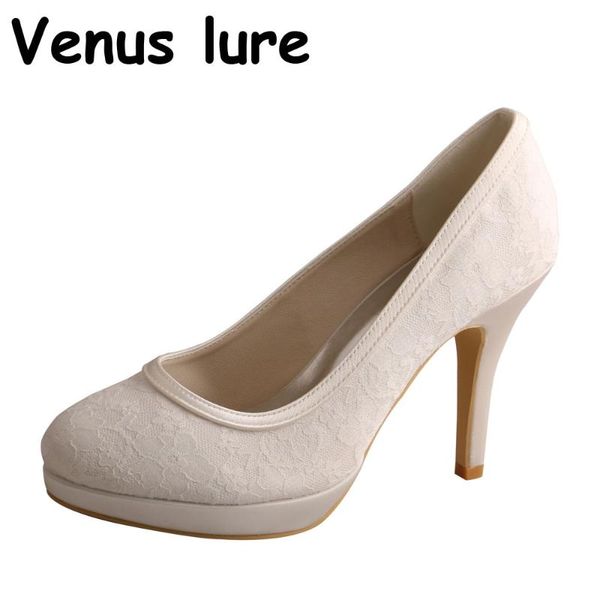 

lure ivory wedding shoes platform lace pumps round toe size  dress, Black