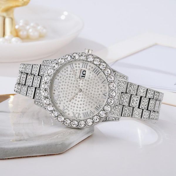

wristwatches women diamond bracelet watches luxurious full steel strip ms quartz analog watch simple vintage, Slivery;brown
