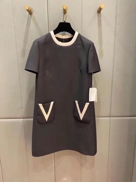 

plus size 2021 black loose women dress designer short sleeves pockets dresses womens milan runway vestidos de festa 82010