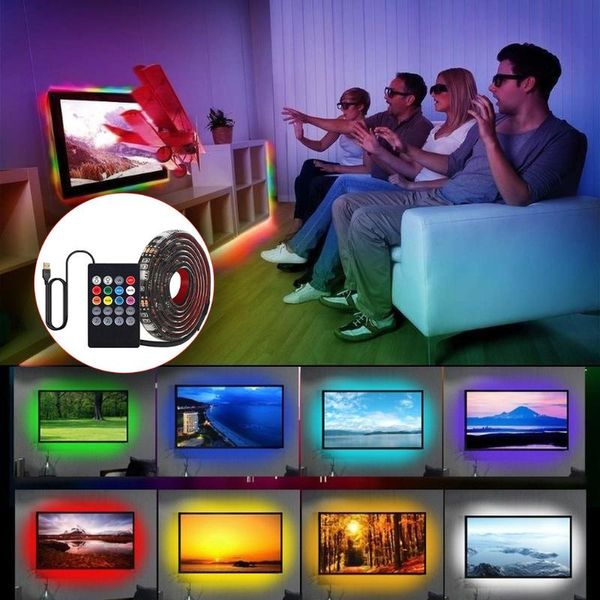 

strips led light 5v usb bluetooth app control infrared controller 2835 rgb flexible tape tv pc backlight with sync to music