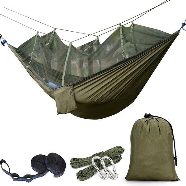 

camp furniture camping hammock with mosquito bug netting packable parachute nylon hanging swing for backpacking survival travel