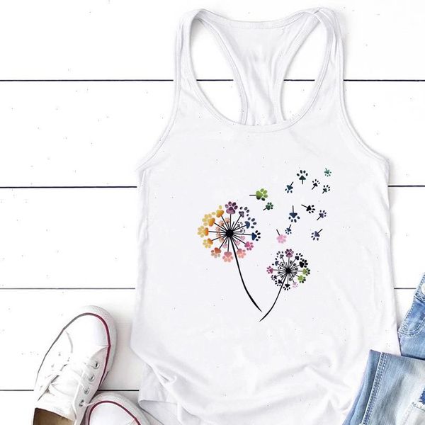 

womens cami chromatic dandelion cat paws print tanks women summer graphic vest tank sleeveless woman camiseta tirantes, White
