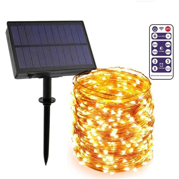 

strings upgrade 100m outdoor solar string lights with remote powered copper wire fairy light garland for christmas wedding party