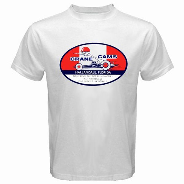 

new crane cams retro style logo men's white t-shirt size s-3xl, White;black