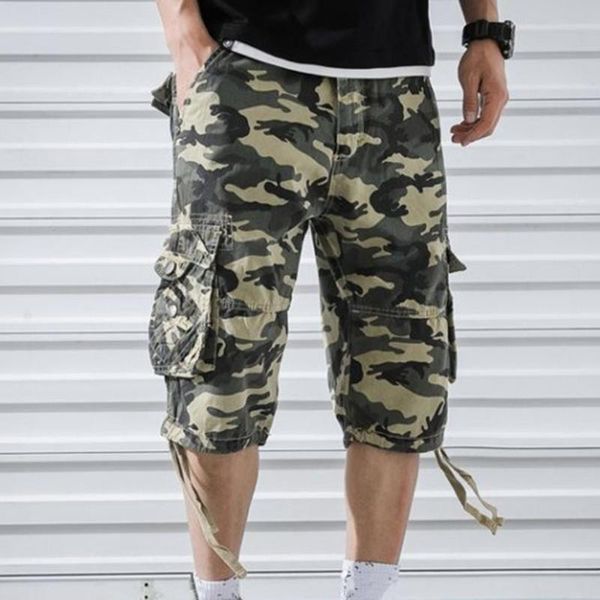 

men's shorts fashion military cargo mens multi pockets camouflage tactical men cotton work casual male short pants plus size, White;black