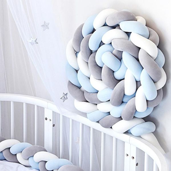 

pillow 2m/3m 3 knotted crib bumpers nursery decor for babies cot bumper bed barriers baby room protector