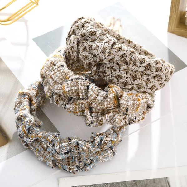 

wide fashion hairband braided autumn winter headwear pleated hair hoop headbands designer women hair accessories, Slivery;white