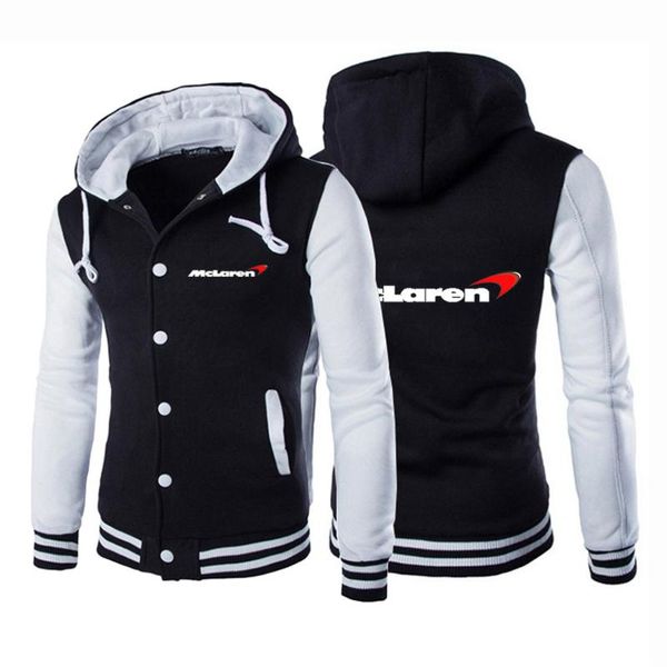 

men's hoodies & sweatshirts mclaren logo mens casual baseball uniform school coats sport cotton hooded high street fashion jackets, Black