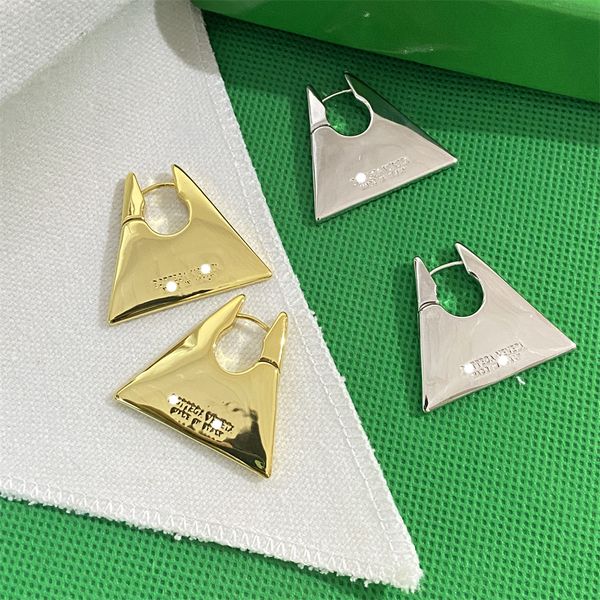 

trapezoidal triangle earrings heavy industry high-grade stud texture gold-plated niche design personality fashion style jewelry, Golden;silver