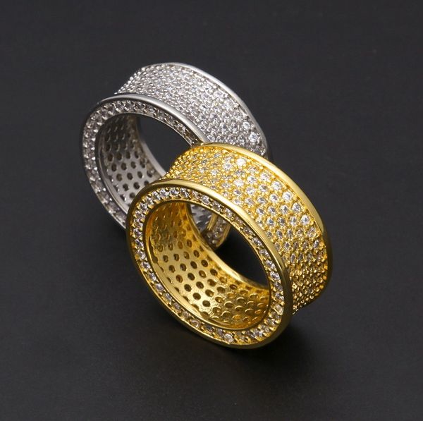 

mens hip hop gold ring jewelry fashion gemstone simulation diamond iced out rings for men, Silver