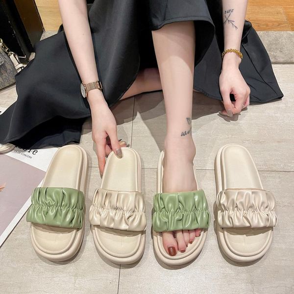 

shoes house slippers platform luxury slides slipers women med designer summer soft 2021 flat rome pu rubber casual leisure, Black