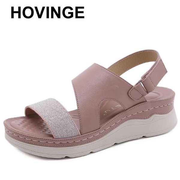 

sandals hovingesummer wedges shoes for women open toe beach female comfortable slingback platform ladies plus, Black