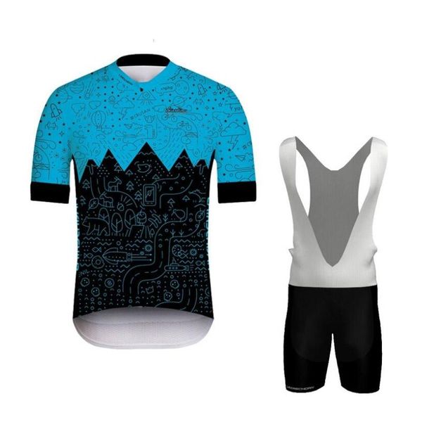 

racing sets men's casual cycling jersey bib shorts set outdoor sports comfortable clothing suit 20d gel pad mountain bike, Black;blue