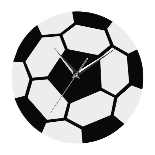 

wall clocks football black and white soccer time clock simple modern sports room ball decor fans gift
