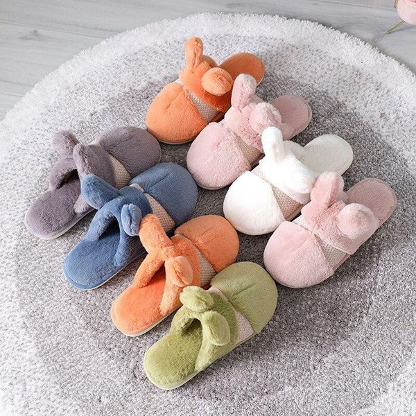 

cute designer home fur slipper for women warm plush winter bedroom couples shoes house girls furry slippers, Black