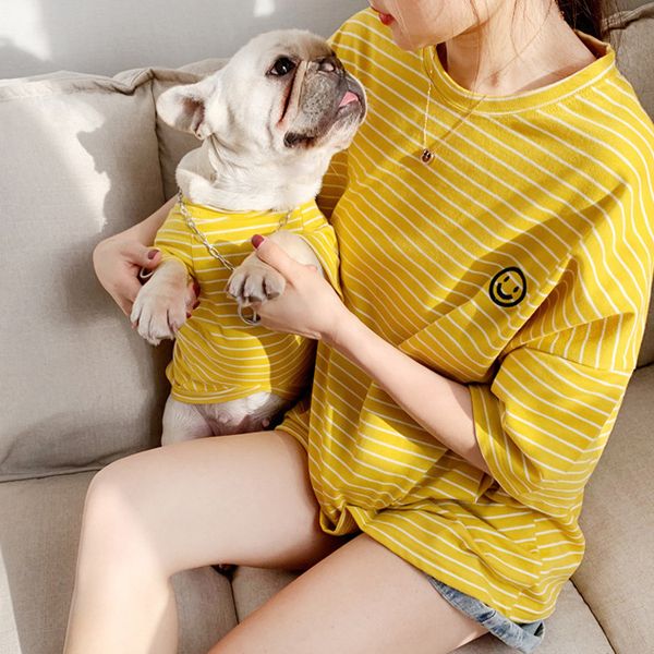 

summer pet cloth thin parent-child teddy fado stripe dog t-shirt