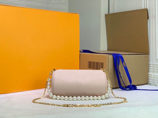 

luxurys designers handbags bags purses pearl chain mini vintage drum cylinder tote women brand classic style genuine leather crossbody shoul