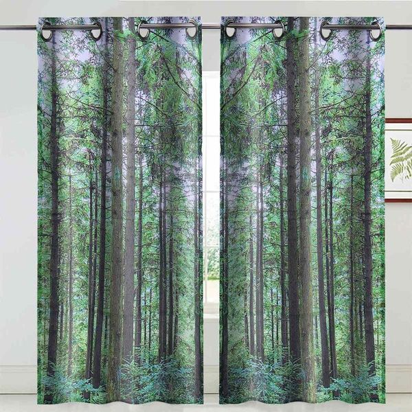 

curtain & drapes grommet blackout for living room green forest bedroom kitchen balcony pastoral fresh sheer window decor