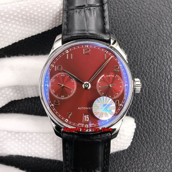 

luxury watches yl v5 500714 portugieser 42.3mm stainless steel 52010 automatic mens watch sapphire crystal burgundy red dial leather strap g, Slivery;brown