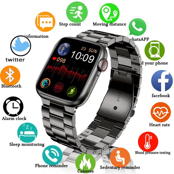 

2021 smart watch men women bluetooth call 1.75 inch custom dynamic watch face ip68 waterproof smartwatch for apple watch iwo w26, Slivery;brown