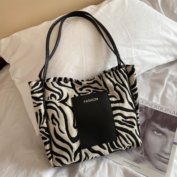 

zebra pattern bag for women 2021 net red tote casual school college students large capacity cosmetic bags & cases