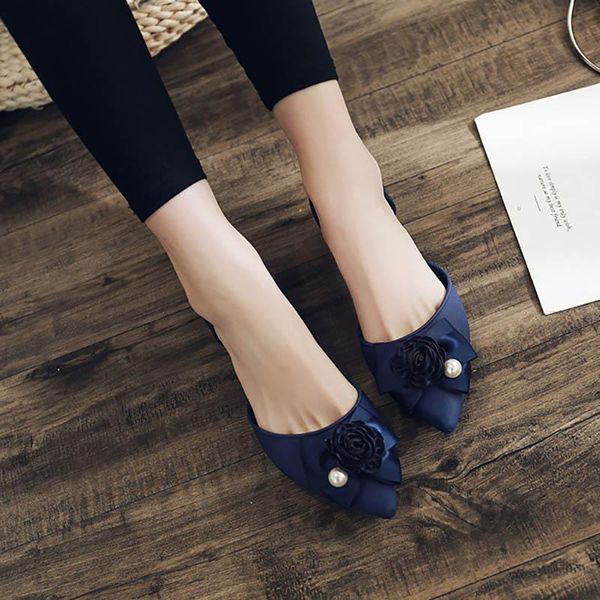 

sandals women pointed toe summer korean style pvc shallow hollow butterfly-knot pearl beach ladies slip-on jelly shoes y, Black