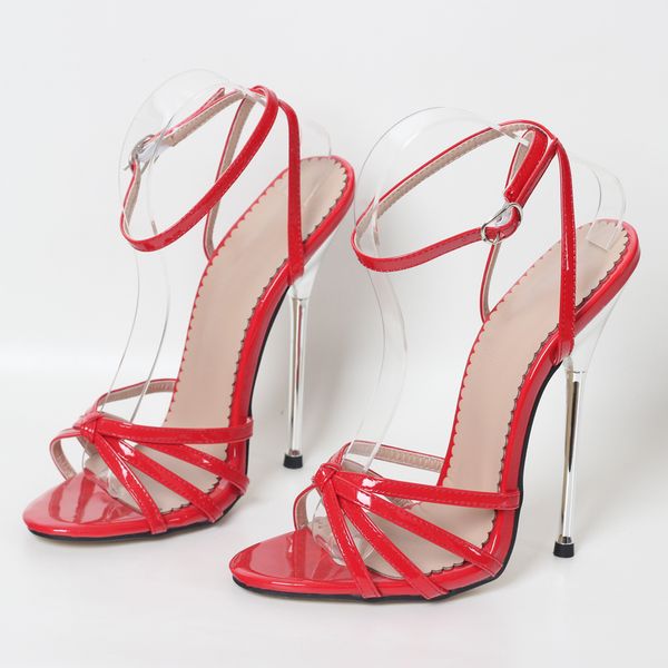 Sexy ultrahohe 14–16 cm spitze Zehen-Stiletto-rote Damen-Schuhe mit hohem Absatz und überkreuzten Absätzen