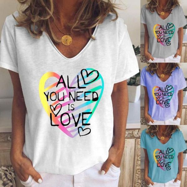 

women's t-shirt womens love printed fashion cute lady clothing female tees print t shirt, White