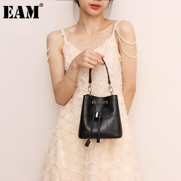 

evening bags [eam] women brief crocodile pattern bucket bag pu leather personality all-match crossbody shoulder fashion 2021 18a3836