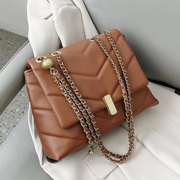 

evening bags v-shaped stripes pu leather chain shoulder crossbody for women 2021 designer women's trend handbags sac a main