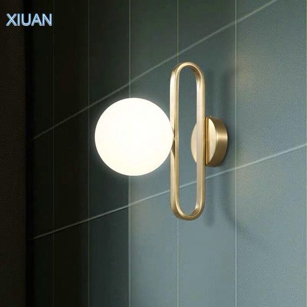 

nordic round glass wall lamp creative living room background lamps led indoor home bedroom bedside light for corridor hallway