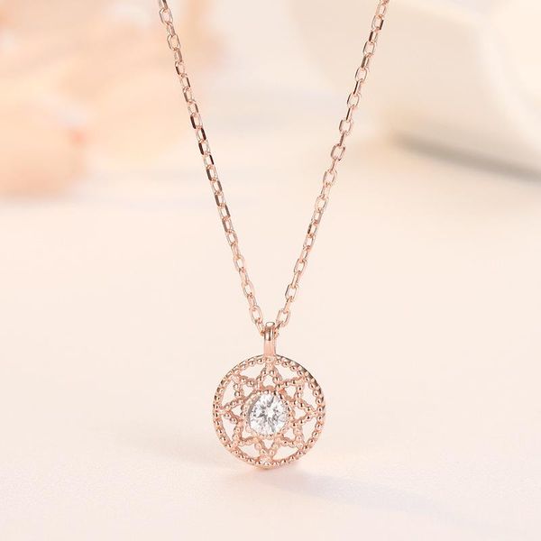 

chains personalized retro round necklace women's 925 sterling silver with zircon six pointed star pendant short clavicle chain